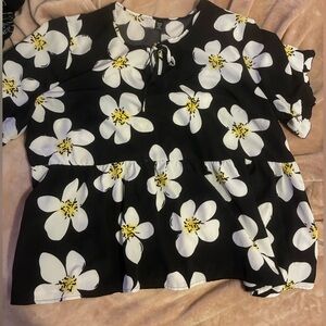 Floral Black and White Women's Top